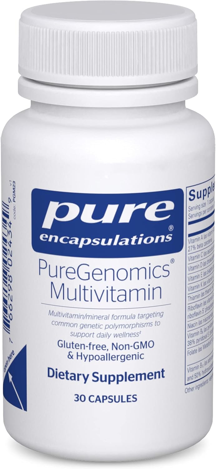 Pure Encapsulations PureGenomics Multivitamin - Supplement to Support Nutrient Requirements of Common Genetic Variations - with Vitamin A,B,C,D,E, K & Minerals - 60 Capsules