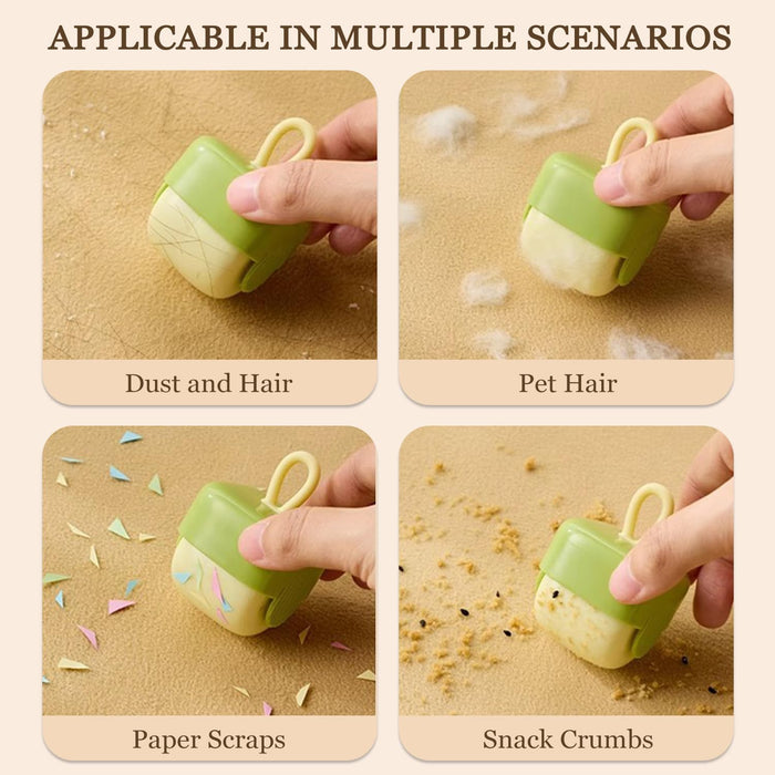 Mini Lint Roller, Portable Pet Hair Debris Removal Tool, Washable Sticky Rollers with Case for Clothes, Household, Travel Reusable Lint Rollers (Green)