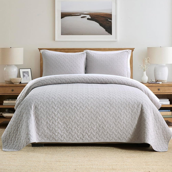 Cotton Quilt Bedding Sets Queen Size, 3 Pieces Reversible Lightweight Coverlets Comforters Bedspreads for All Seasons,Weave Stitching Pattern,Yellow