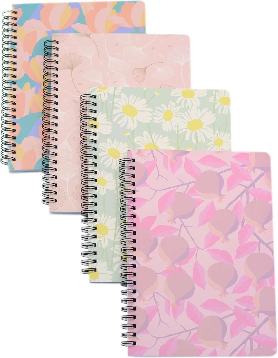 Yansanido Spiral Notebook, 4 Pcs A5 Thick Tree Design Hardcover 8mm Ruled 4 Color 80 Sheets -160 Pages Journals for Study and Notes (Tree)