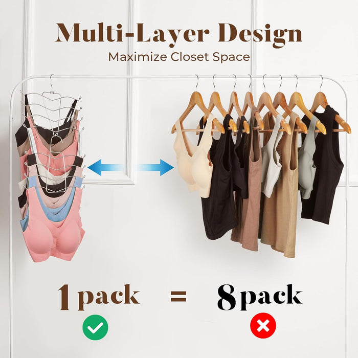 HOUSE DAY Bra Hangers 2 Pack, Tank Top Hangers Space Saving Hanger for Closet Organizers and Storage, Bra Organizer Closet Hanger Space Saver for Camisoles, Bras, Belts, Ties, Scarves, Swimsuits