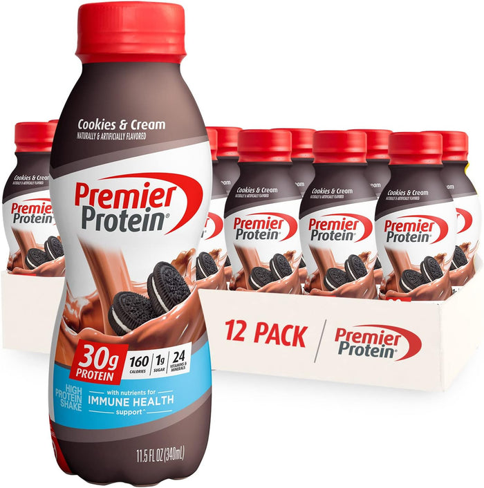 Premier Protein Shake, Café Latte, 30g Protein, 1g Sugar, 24 Vitamins & Minerals, Nutrients to Support Immune Health 11.5 fl oz, 12 Pack