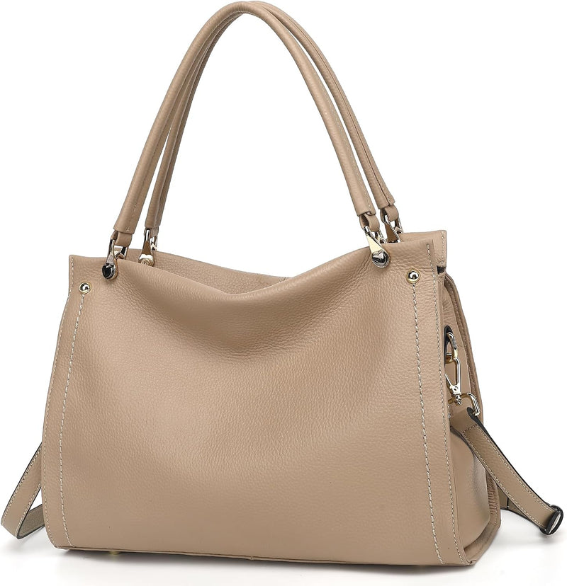 KOGTLA Women's Genuine Leather Purses with Detachable Satchel Strap, Ladies Tote Bag Handbags Top-Handle Shoulder Hobo Bags