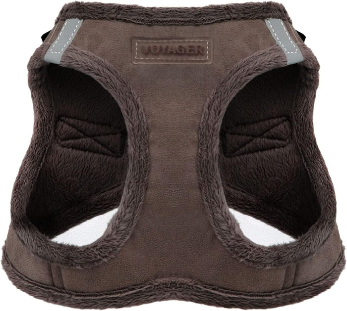 Best Pet Supplies - All Weather Mesh/Plush, Reflective, No Pull Harness for Small, Medium Dogs, Cats - Secure with Hook & Loop Fastener, Buckle, Double D-Rings - Beige Plush, L
