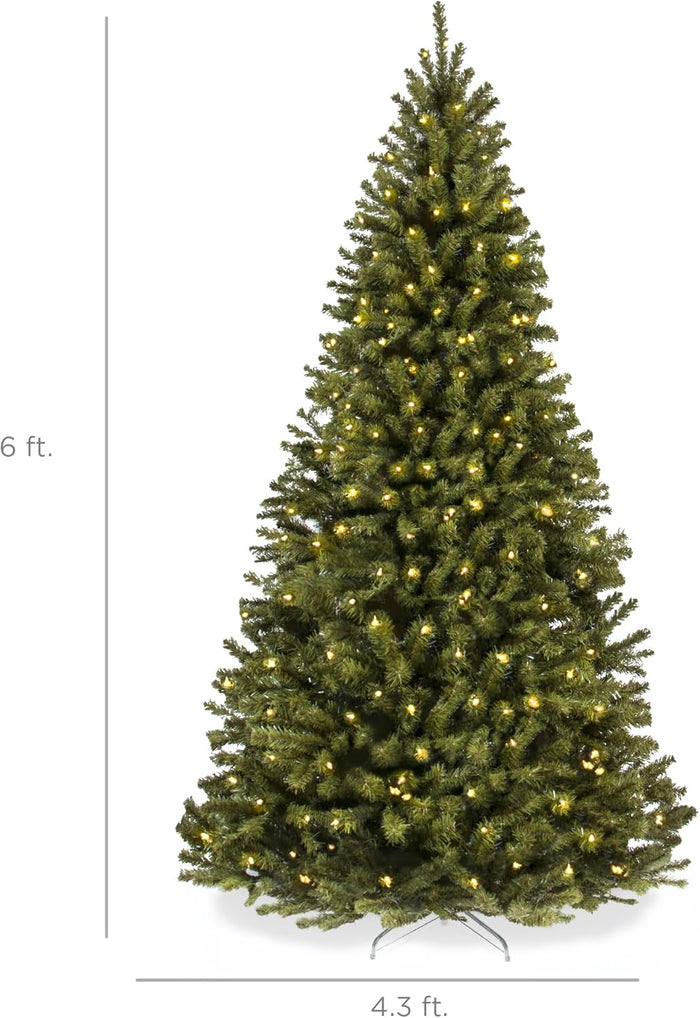 Best Choice Products 6ft Pre-Lit Spruce Artificial Holiday Christmas Tree for Home, Office, Party Decoration w/ 250 Incandescent Lights, 798 Branch Tips, Easy Assembly, Metal Hinges & Foldable Base