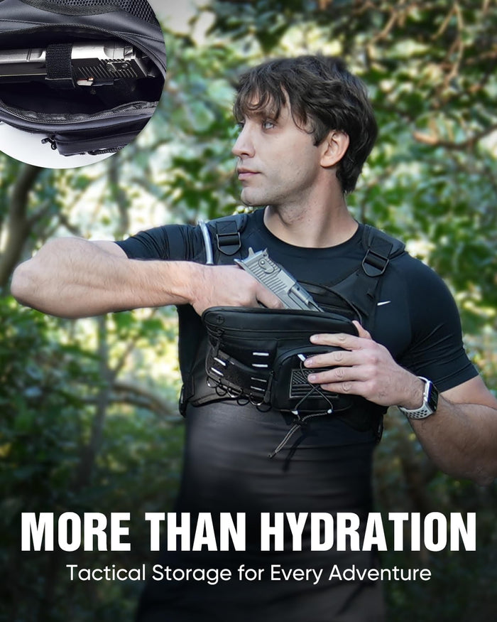 Running Vest with 2L Water Bladder, USA Original Patent, Lightweight Adjustable Chest Pack with Gear Holder, Reflective Running Hydration Vest for Men Women for Marathon