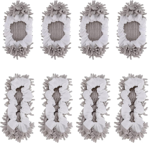 8 Pcs Mop Slippers Socks Floor Cleaning,Microfiber Shoe Covers dust Washable Reusable for Woman Man House Kitchen (Grey)