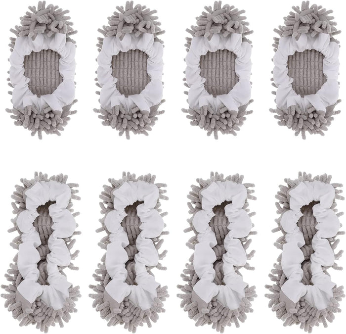 8 Pcs Mop Slippers Socks Floor Cleaning,Microfiber Shoe Covers dust Washable Reusable for Woman Man House Kitchen (Grey)