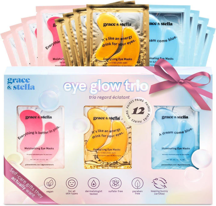 grace & stella Under Eye Patches (12 pairs) Eye Masks for Puffy Eyes and Dark Circles - Stocking Stuffers, Christmas Gifts for Women - Gifts for Birthdays, Bachelorette Party, Bridesmaids, Self Care