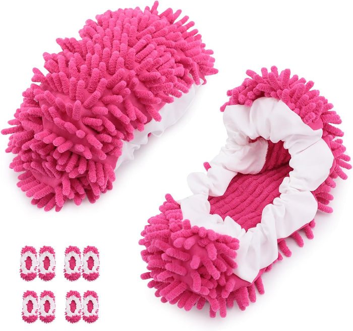 8 Pcs Mop Slippers Socks Floor Cleaning,Microfiber Shoe Covers dust Washable Reusable for Woman Man House Kitchen (Grey)