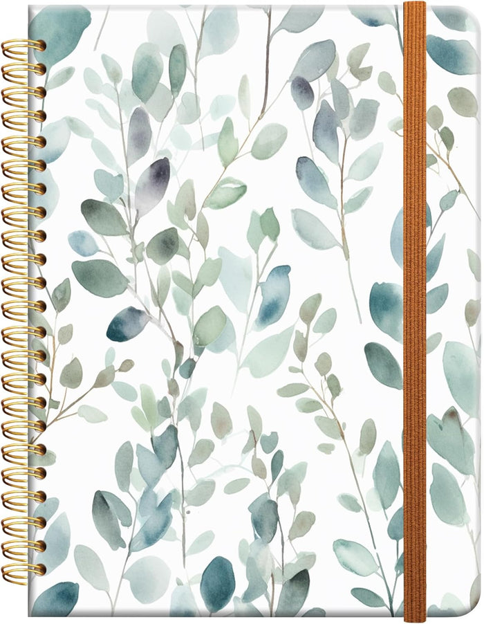 Ruled Spiral Writing Notebook,A5 Hardcover Lined College Journal for Women Lady Girl,Strong Twin-Wire Binding with Premium Paper,8.4" X 6",Perfect for School,Office,Home Gifts(watercolor roes floral)