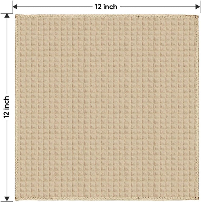 HOMEXCEL Waffle Weave Microfiber Cleaning Cloth, 6 Pack Highly Absorbent Cleaning Rag for Household, Reusable Kitchen Towels, Scratch-Free Barista Towels, 12 x 12 Inches, Brown