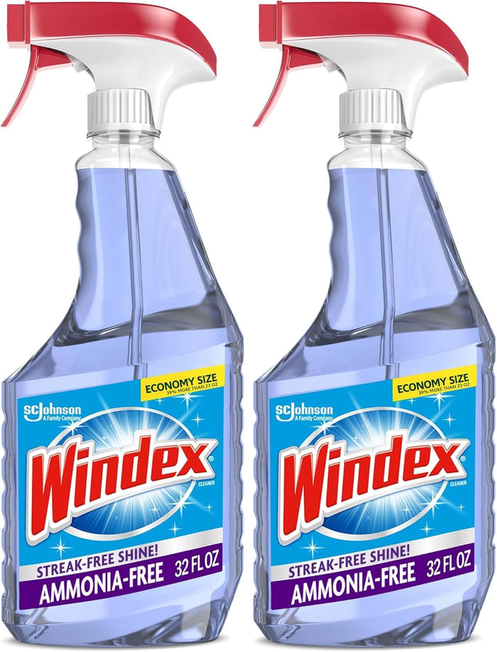 Windex Glass and Window Cleaner Spray Bottle, Ammonia Free, Packaging Designed to Prevent Leakage and Breaking, Surface Cleaning Spray, Crystal Rain Scent, 23 Fl Oz