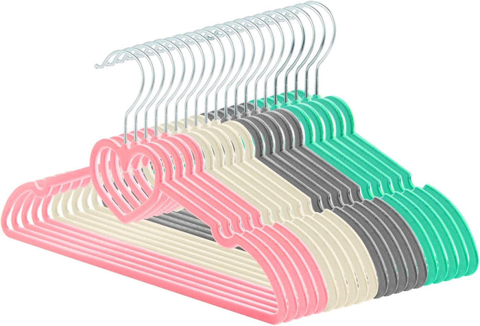 Velvet Hangers 20 Pack, 16" Non Slip Adult Hangers, Slim Clothes Hanger with 360 Degree Swivel Hook - Durable & Cute for Coats, Shirts, Dress (Pink)