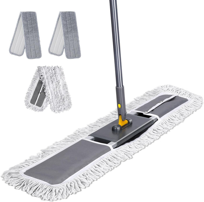 Masthome Extra Large Microfiber Mop for Floor Cleaning, 16“ Flat Mop with 5 Pad for Wet & Dry Use, Dust Mop for Hardwood Laminate Tile Ceramic, 1 Cleaning Scraper Included-Blue