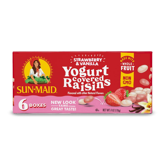Sun-Maid Vanilla Yogurt Coated Raisins - (80 Pack) 0.5 oz Mini Snack-Size Box - Yogurt Covered Dried Fruit Snack for Lunches and Snacks