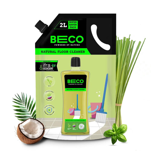 Beco Natural Disinfectant Surface & Floor Cleaning Liquid | 1L Bottle | Non Toxic Germ Kill Formula | Lemongrass & Basil Freshness | Safer Than Phenyl | Kids Safe & Pet Friendly Floor Cleaner Liquid