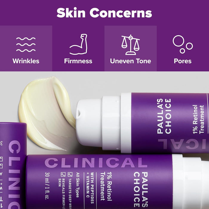 Paula's Choice CLINICAL 1% Retinol Face Moisturizer Treatment with Peptides, Vitamin C & Licorice Extract, Firming Face Cream, Anti-Aging & Wrinkles, Fragrance Free
