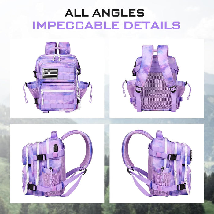 15L Mini Tactical Backpack Small Tactical Backpack for Women, Military Backpack for Gym, Hiking, Daily (Purple Nebula-15L)