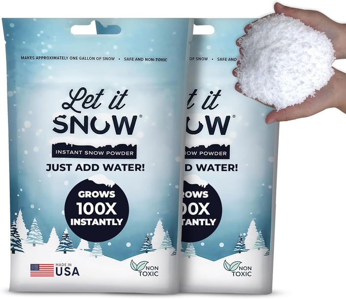 Let it Snow Instant Fake Snow Powder – Made in USA, Perfect for Kids, Holiday Decorations, Sensory Play, and Slime - 1 Pack - Makes 1 Gallon
