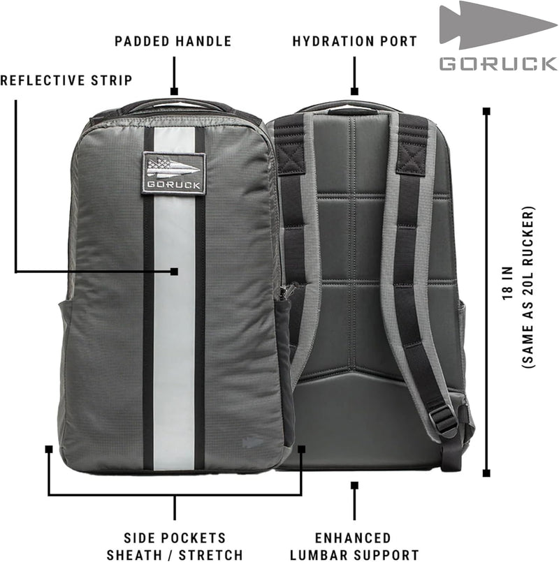 GORUCK Basic Rucker 17L Tactical Backpack – Durable Rucksack & MOLLE Daypack – Military Backpack for Men & Women - for Outdoor, Hiking, Training & Travel – Armored Grey
