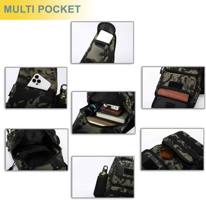 Tactical Shoulder Bag - 1000D Molle Military Backpack Outdoor Daypack Chest Pack (Darkgray)
