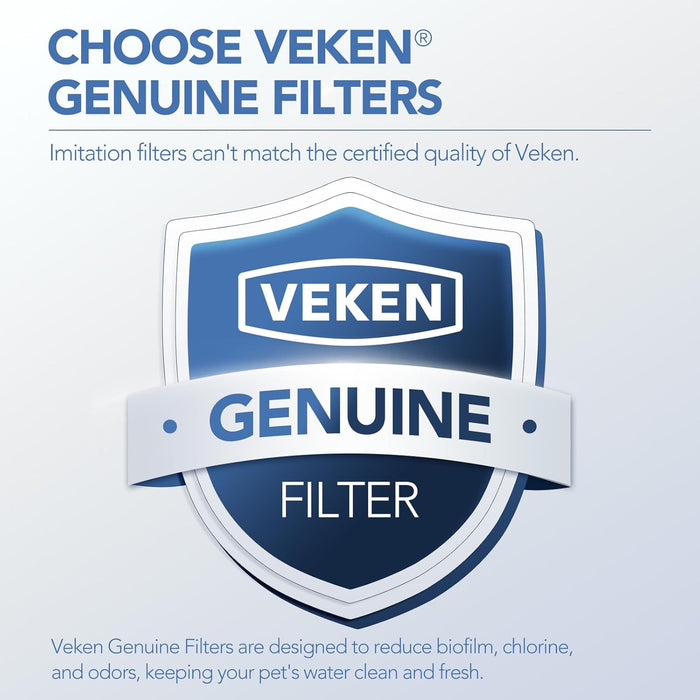 Veken Cat Water Fountain Filters, 8 Pack Replacement Filters & 8 Pack Replacement Pre-Filter Sponges Set for 50oz, 84oz, 95oz Automatic Pet Fountain Dog Water Dispenser