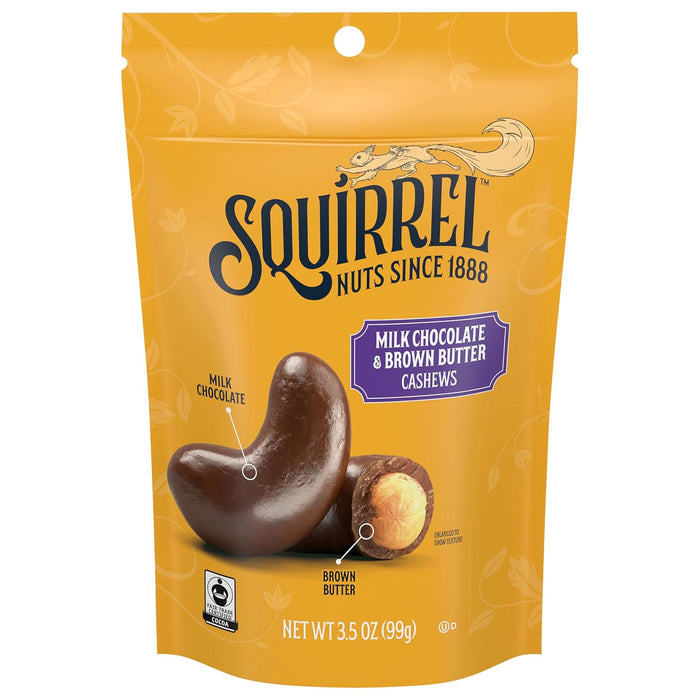 Squirrel Brand Sweet Brown Butter Cashews, 3.5 Ounces Resealable Bag, Gluten Free, Vegetarian
