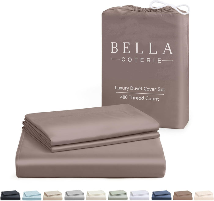 Bella Coterie Luxury Bamboo Viscose Queen Size Duvet Cover Set | 100% Organically Grown | Corner Ties | Ultra Soft | Cooling | Two Pillow Shams | 90 x 94 | No Insert [Coastal Blue]