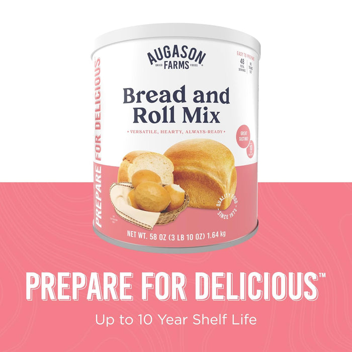 Bread and Roll Mix Can Emergency Food Supply, 48 Servings, 10 Year Shelf Life - Makes 6 Loaves or 72 Bread Rolls for Prepared Meals Ready to Eat