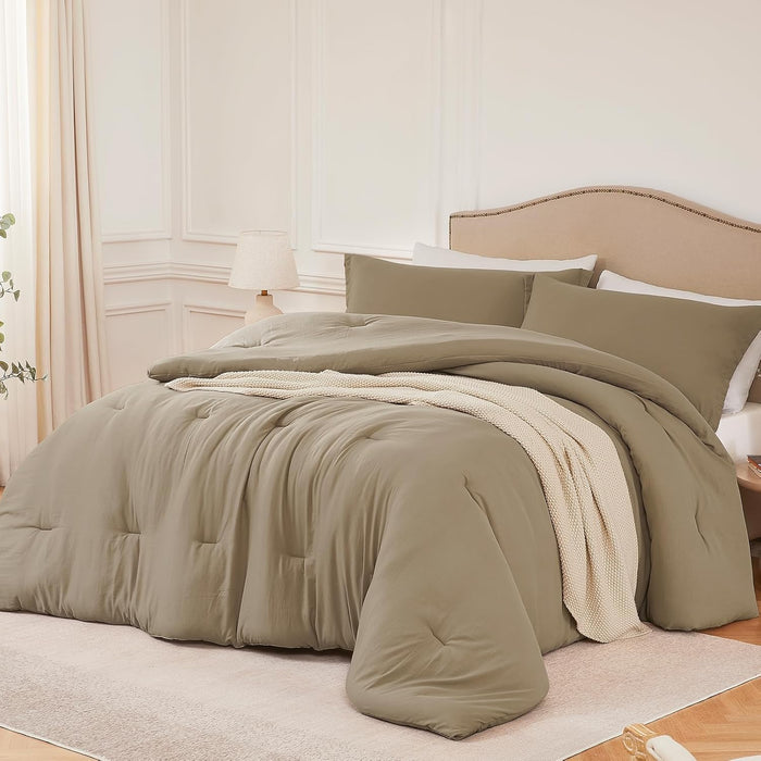 Queen Comforter Sets White,3PCS Soft Lightweight Breathable Bedding Comforter Sets for All Season, Queen Size(90''×90'' Comforter & 2 Pillowcases)