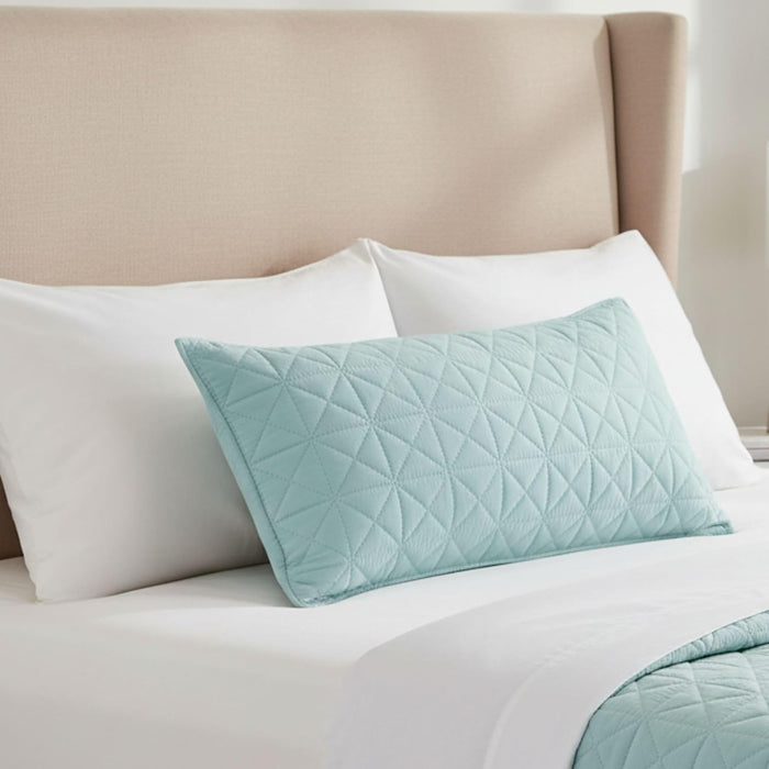 Vianney Queen Comforter Set – Novo Malaga Reversible Quilt 91x93 Inches with 2 Standard Pillow Shams, Soft Lightweight All-Season Bedding in Light Blue and White
