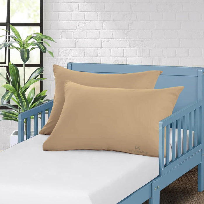 Dheeraj Beedings Toddler Travel Pillow Cases Pack of 2 100% Soft Egyptian Cotton 500 Thread Count with Zipper Closure for Small Travel Pillowcase (Taupe, Toddler 12x16)