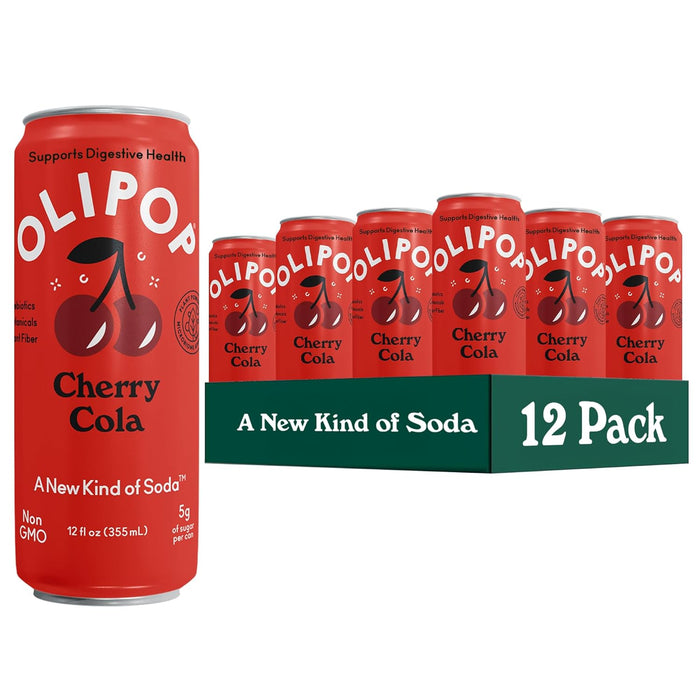OLIPOP Prebiotic Soda Pop, Classic Root Beer, Pantry Pack Packed with Prebiotics, Fiber, and Botanicals, Gluten Free, Vegan, GMO Free, 12oz Skinny (12-Cans)