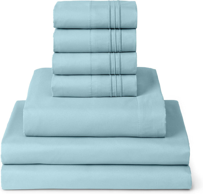 Mellanni Queen Sheet Set - 6-Piece Iconic Collection Bedding, (Including 4 Pillowcases), 16-Inch Deep Pocket, Easy Care, Extra Soft, Cooling Sheets, Brushed Microfiber - Brown