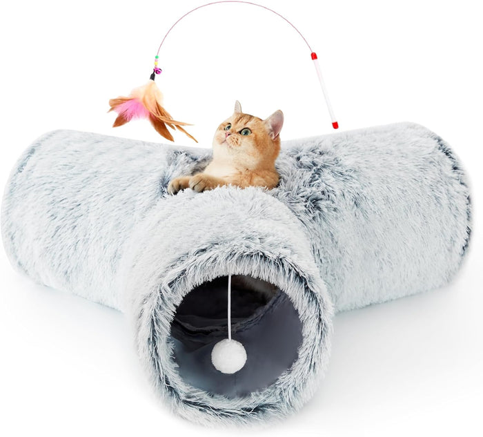 Tempcore Pet Cat Tunnel Tube Cat Toys 3 Way Collapsible, Tunnels for Indoor Cats，Kitty Bored Peek Hole Toy Ball Cat, Puppy, Kitty, Kitten, Rabbit