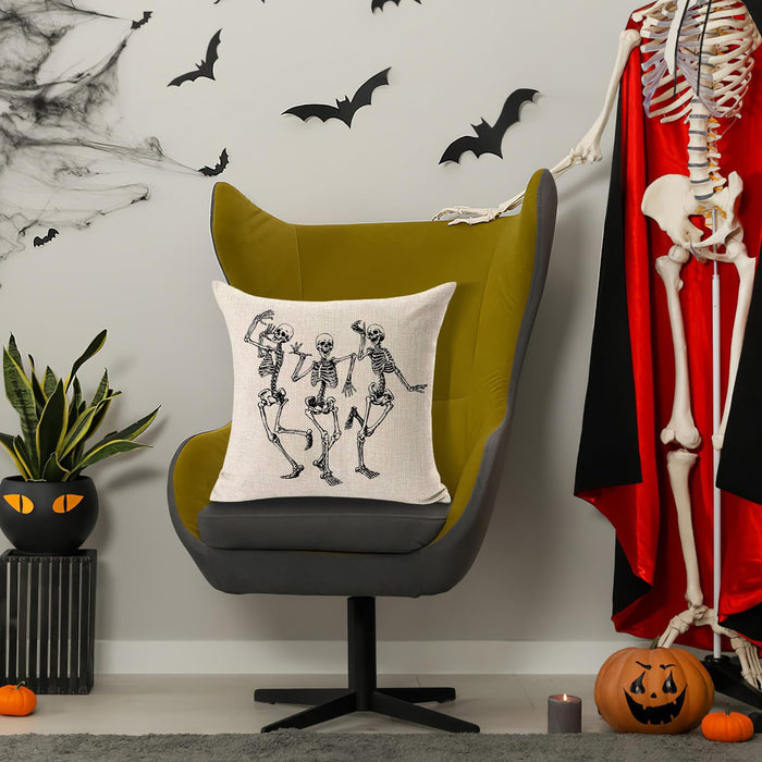 MFGNEH Halloween Decorations Skull Pillow Covers, Home Decor Cotton Linen Sofa Throw Pillow Case Cushion Cover 18" x 18"