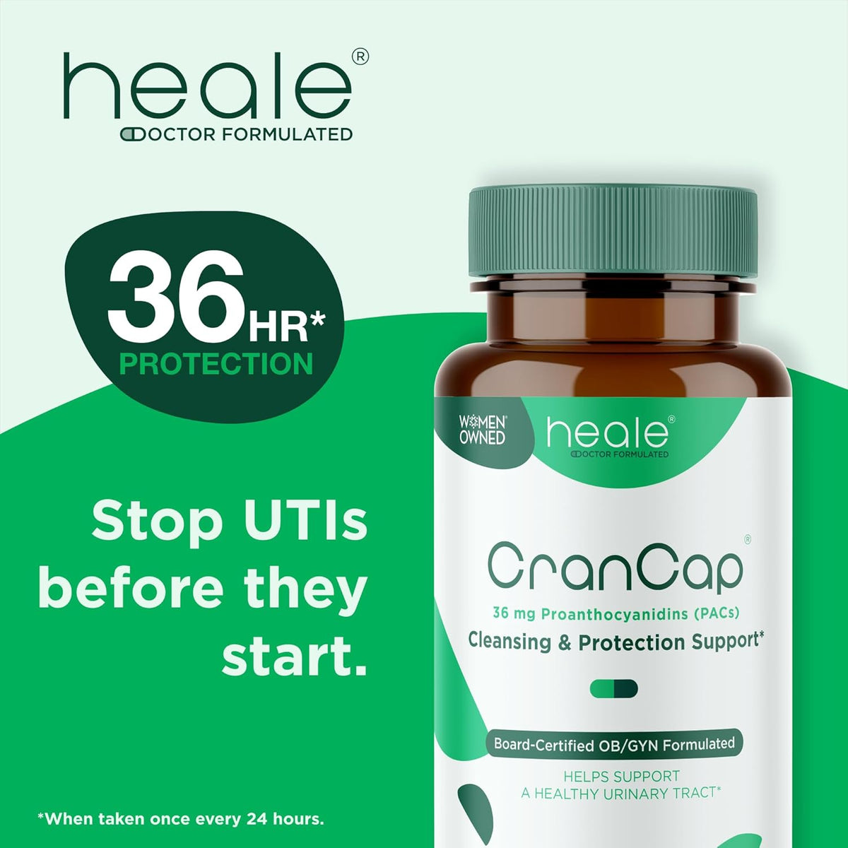 Cranberry Pills - Urinary Tract Health Cranberry Supplement - 36mg of Potent PACs - Non GMO, Vegan, Gluten Free - by Heale - 30 Capsules