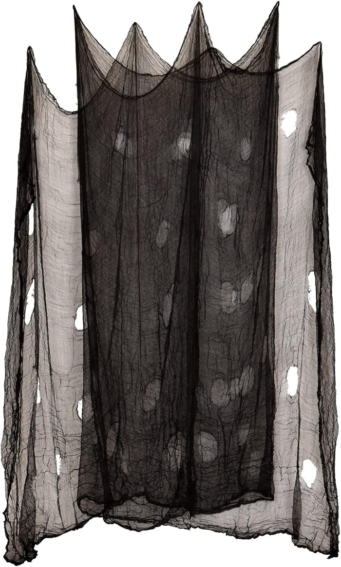 [2 PACKS] Halloween Creepy Cloth, Spooky Giant (48 x 240 in.) Cheese Cloth Tapestry for Halloween Party Supplies Decorations Outdoor Yard Home Wall Decor, Black