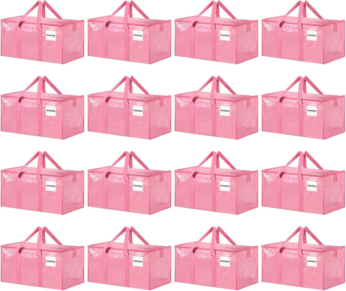 8 Pack Extra Large Heavy Duty Moving Bags, Clear Storage Bins with Lids, Reinforced Handles & Heavy-Duty Zippers Moving Boxes Storage Bags Totes for Clothes Packing, Dorms, College Supplies, Clear