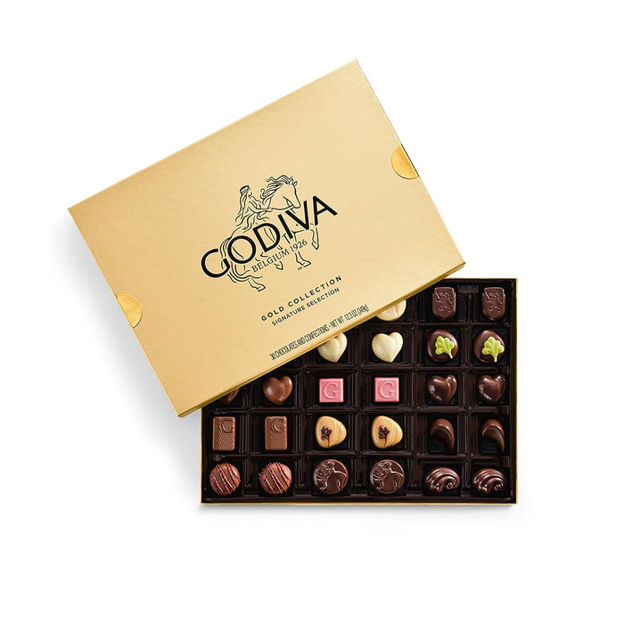 Godiva Gold Assorted Chocolate Gift Box, Belgian Dark and Milk Chocolates with Pralinés, Ganaches & Caramels, Gourmet Gift for Birthdays, Holidays, Non-GMO & Kosher, 8 Pc