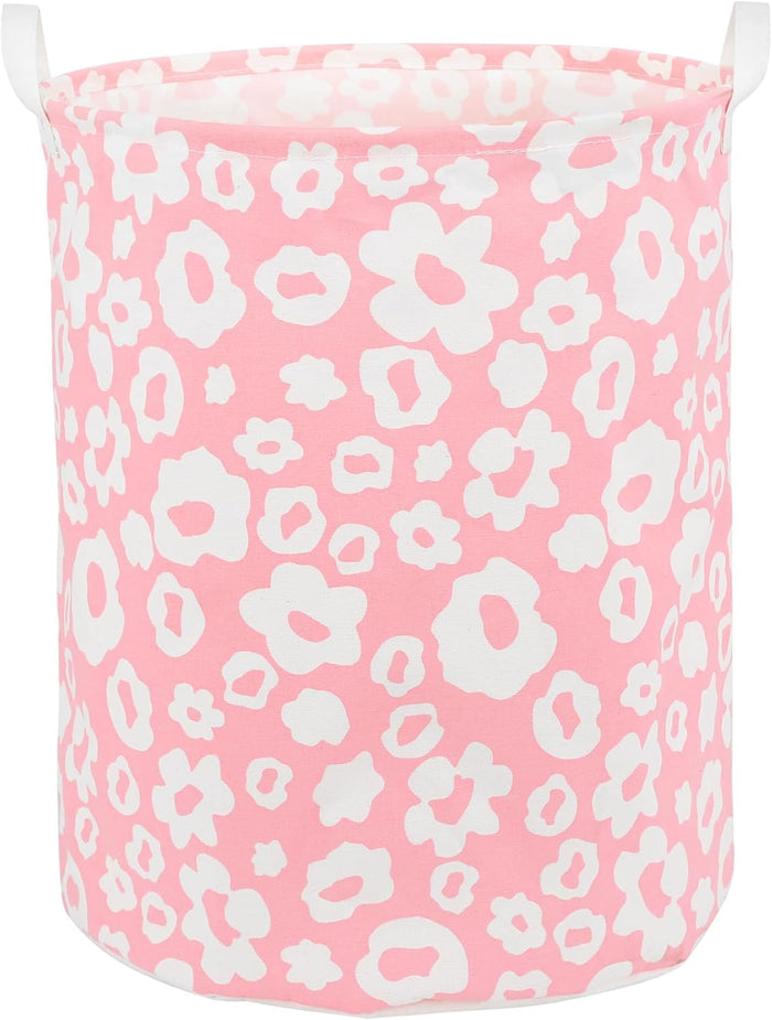 Large Foldable Laundry Basket Organizer Holder portable tall collapsible laundry hamper nusery Storage Basket Bin with Handles Canvas & Waterproof lining for Household Items (Floral Purple)