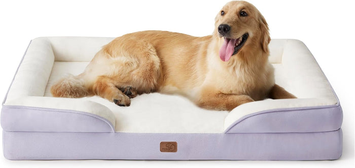 Bedsure Orthopedic Dog Bed Medium Size Dogs - Washable Small Medium Dog Cat Bed Waterproof, Comfort Cats Couch Sofa with Washable Removable Cover, Pets Bed with Nonskid Bottom, Grey, 28"