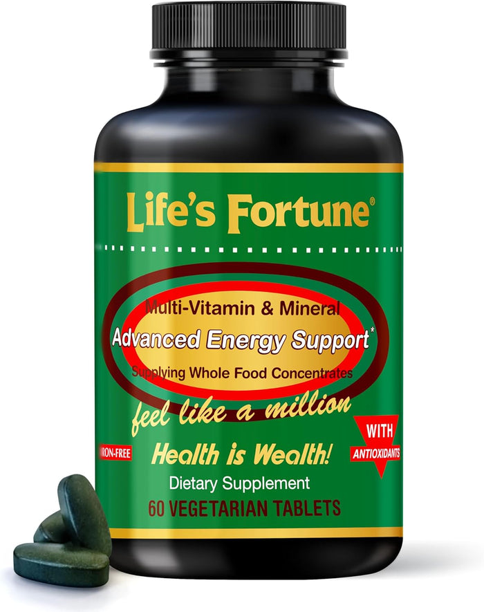 Life's Fortune Whole Food Multivitamin & Mineral, Advanced Energy Support Supplement, Daily Wellness for Men & Women, Amino Acids, 180 Vegetarian Tablets
