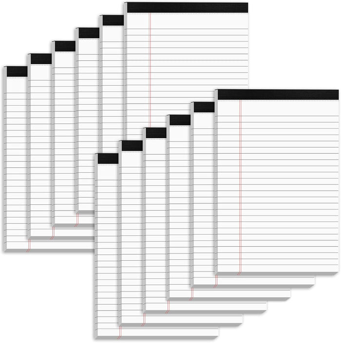 12 Pack Legal Pads 8.5 x 11 Note Pads 8.5 x 11 Inch Notepad 360 Sheets Writing Pads Wide Ruled Lined Paper Pads White Paper Note Pads 8.5 x 11 with 30 Sheets Per Legal Pad for School, Office, Home