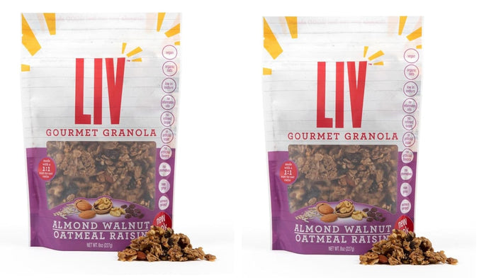 Liv Gourmet Peanut Butter Cacao Granola - 8oz (Pack of 2) | Healthy, Nutrient-Dense Snack, Breakfast Cereal | 1:1 Nut-to-Oat Ratio | Non-GMO, Low Sugar, Vegan | Organic Oats, No Artificial Ingredients, No Seed Oils, Lightly Sweetened, Women-Owned
