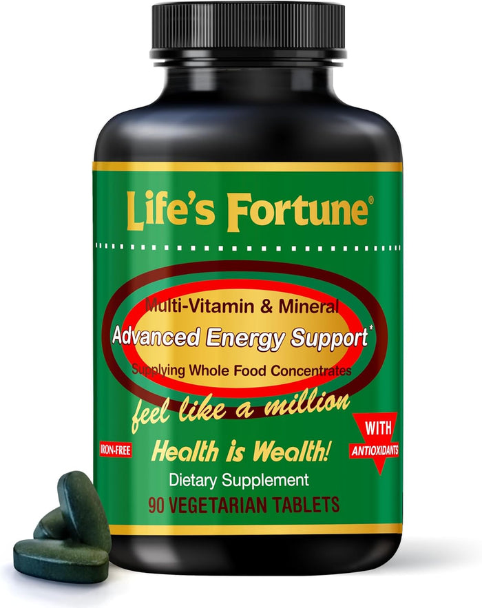 Life's Fortune Whole Food Multivitamin & Mineral, Advanced Energy Support Supplement, Daily Wellness for Men & Women, Amino Acids, 180 Vegetarian Tablets