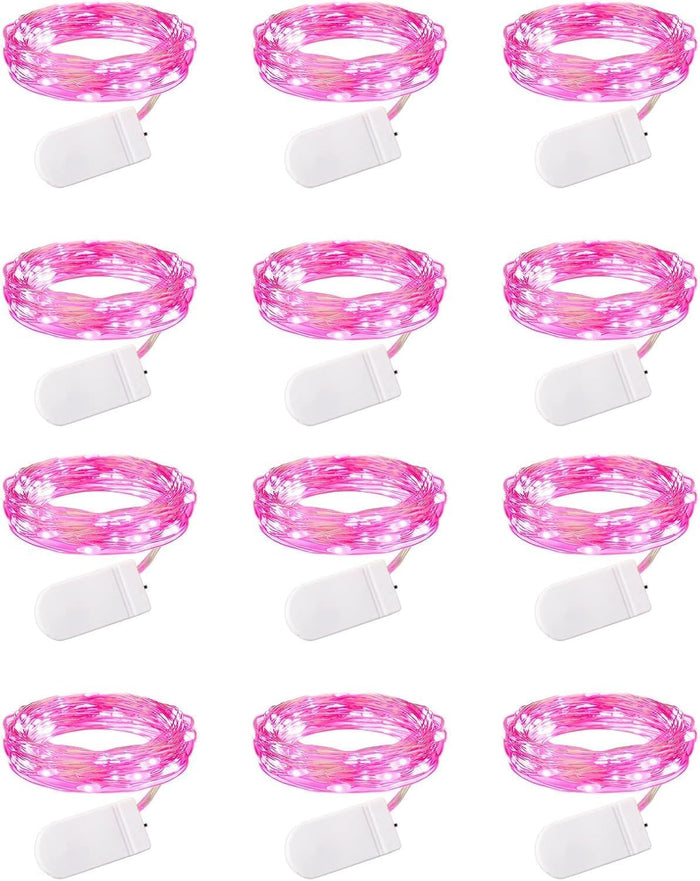 Minetom 6 Pack Fairy Lights Battery Operated String Lights with Timer - 7ft 20 LED Waterproof Silver Wire Firefly Lights Waterproof for DIY Crafts Wedding Décor Table Centerpieces Mason Jars Party