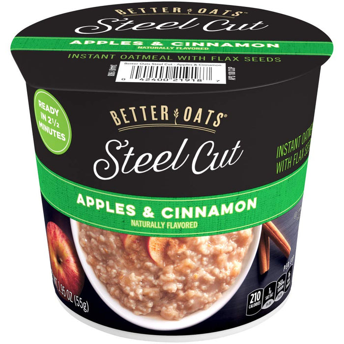 Better Oats Original Steel Cut Oatmeal Packets, Instant Oatmeal Packets with Steel Cut Oats and Flax Seeds, Quick Oatmeal Pouches Ready in 2.5 Minutes, Original Flavor, Pack of 10, 11.6 OZ Pack