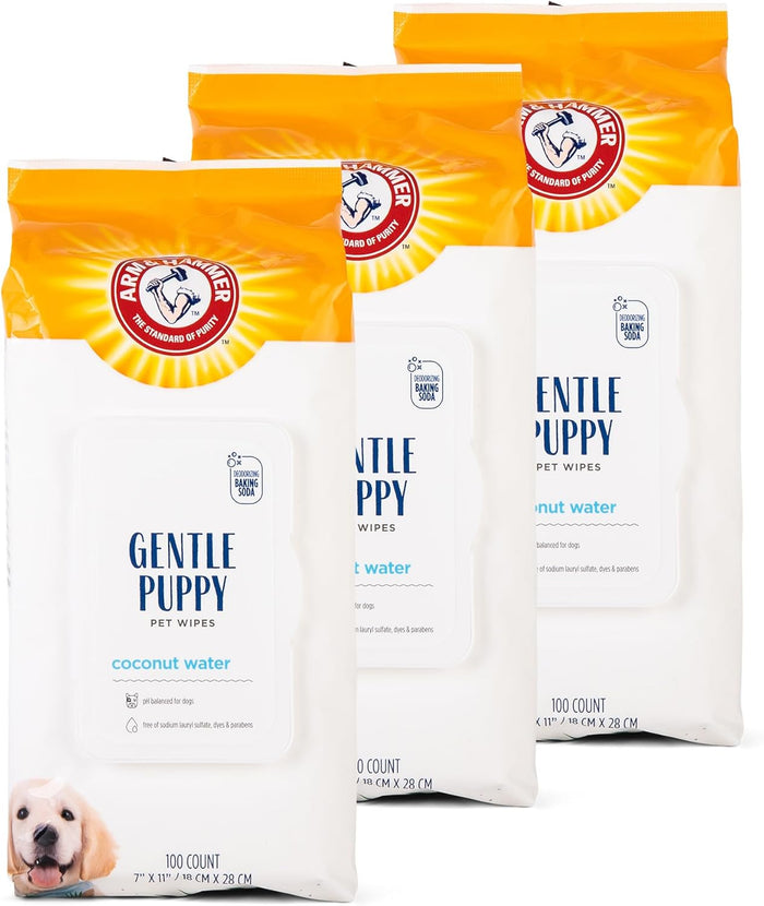 Arm & Hammer Dog Grooming Wipes - Natural Deodorizing Pet Wipe with Coconut - Travel Essential & Supplies for Dogs - Dog Whole Body & Face Cleaning - Odor Eliminator with Baking Soda Power - 100 Count